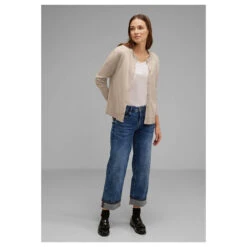 Street One Damen Strickjacke Basic Button Cardigan Sand Melange 11 Street One Damen Strickjacke Basic Button Cardigan Sand Melange -Wellensteyn Shop street one basic button cardigan beige 15379 model vorne