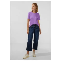 Street One Basic Interlock T-Shirt Lupine Lilac -Wellensteyn Shop street one basic interlock shirt lila 15181 ansicht model