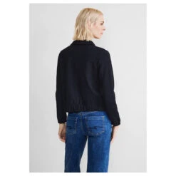 Street One Damen Shirtjacke Deep Blue -Wellensteyn Shop street one fine structure uni jack strickjacke blau 11238 model hinten