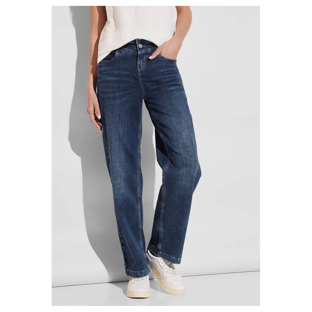 Street One Wide Leg 7/8 Jeans Mid Blue Wash 5 Street One Wide Leg 7/8 Jeans Mid Blue Wash – Bild 3