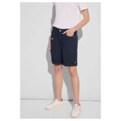 Street One Yulius Baumwoll Bermuda Deep Blue -Wellensteyn Shop street one jeans yulius bermuda blau 11238 model vorne