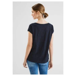 Street One Lace Shoulder T-Shirt Deep Blue -Wellensteyn Shop street one lace shoulder shirt blau 11238 hinten