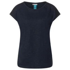 Street One Lace Shoulder T-Shirt Deep Blue
