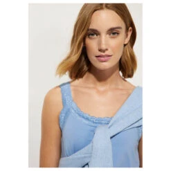 Street One Top With Lace Feather Blue -Wellensteyn Shop street one lace tape top blau 14964 detail vorne
