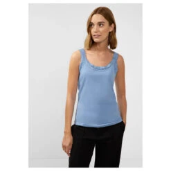 Street One Top With Lace Feather Blue -Wellensteyn Shop street one lace tape top blau 14964 vorderseite