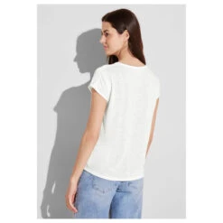 Street One Damen T-Shirt Linen Look Off White 10 Street One Damen T-Shirt Linen Look Off White -Wellensteyn Shop street one linen look shirt weiss 10108 model hinten