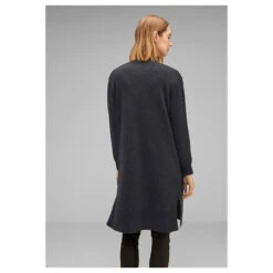 Street One Damen Long Strickjacke Open Cardigan Anthracite Melange -Wellensteyn Shop street one long open cardigan grau 11498 model hinten