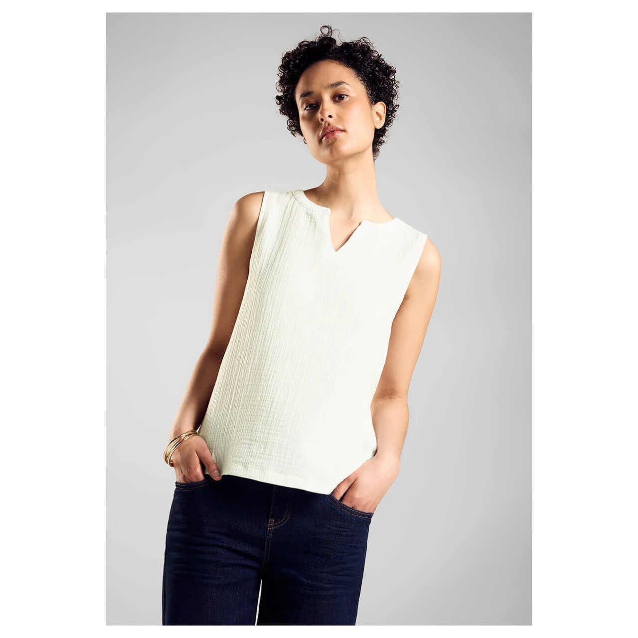 Street One Damen Top Musselin Off White 4 Street One Damen Top Musselin Off White – Bild 2