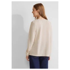 Street One Damen Strickjacke Nette Knit Smooth Sand Beige -Wellensteyn Shop street one nette summer knit shirtjacke beige 15437 model hinten