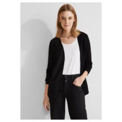 Street One Damen Strickjacke Nette Knit Black -Wellensteyn Shop street one nette summer knit shirtjacke schwarz 10001 model vorne
