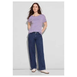 Street One Damen T-Shirt Crista Smell Of Lavender Stripes -Wellensteyn Shop street one new crista rundhalsshirt violett 25384 model