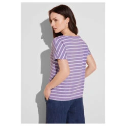 Street One Damen T-Shirt Crista Smell Of Lavender Stripes -Wellensteyn Shop street one new crista rundhalsshirt violett 25384 model hinten