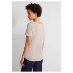 Street One Gerda T-Shirt Smooth Sand Beige -Wellensteyn Shop street one new gerda beige 15437 model hinten
