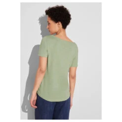 Street One Damen T-Shirt Gerda Soft Moss Green -Wellensteyn Shop street one new gerda gruen 15816 model hinten