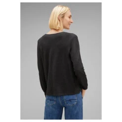 Street One Damen Strickjacke Jacy Dark Anthracite Melange 9 Street One Damen Strickjacke Jacy Dark Anthracite Melange -Wellensteyn Shop street one new jacy shirtjacke grau 11498 model hinten