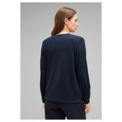 Street One Damen Strickjacke Jacy Deep Blue Melange -Wellensteyn Shop street one new jacy strickjacke blau 11502 hinten