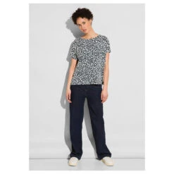 Street One Damen T-Shirt Crista Cool Vintage Green -Wellensteyn Shop street one printed new crist rundhalsshirt gruen 23825 model