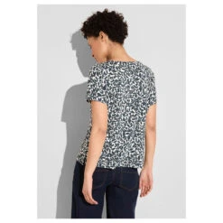 Street One Damen T-Shirt Crista Cool Vintage Green -Wellensteyn Shop street one printed new crist rundhalsshirt gruen 23825 model hinten