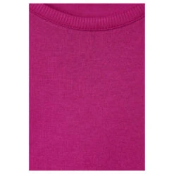 Street One Damen Pullover Rib Neck U-Boat Bright Cozy Pink -Wellensteyn Shop street one rib neck u boat shi lila 15463 detail