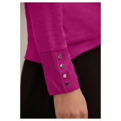 Street One Damen Pullover Rib Neck U-Boat Bright Cozy Pink -Wellensteyn Shop street one rib neck u boat shi lila 15463 model detail