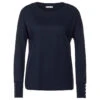 Street One Damen Pullover Rib Neck U-Boat Deep Blue 1 Street One Damen Pullover Rib Neck U-Boat Deep Blue -Wellensteyn Shop street one rib neck u boat shirt rundhalsshirt blau 11238