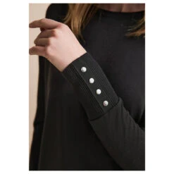 Street One Damen Pullover Rib Neck U-Boat Black -Wellensteyn Shop street one rib neck u boat shirt rundhalsshirt schwarz 10001 model detail