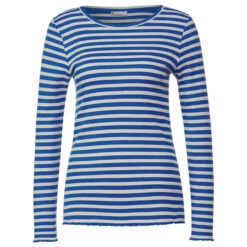Street One Damen Langarm Shirt Rib Fresh Intense Gentle Blue
