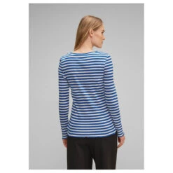 Street One Damen Langarm Shirt Rib Fresh Intense Gentle Blue -Wellensteyn Shop street one rib shirt blau 25377 model hinten