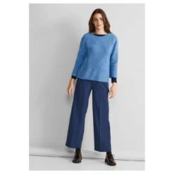 Street One Damen 3/4 Arm Pullover Round Neck Structure Light Blue Melange -Wellensteyn Shop street one round neck with structure blau 15515 model