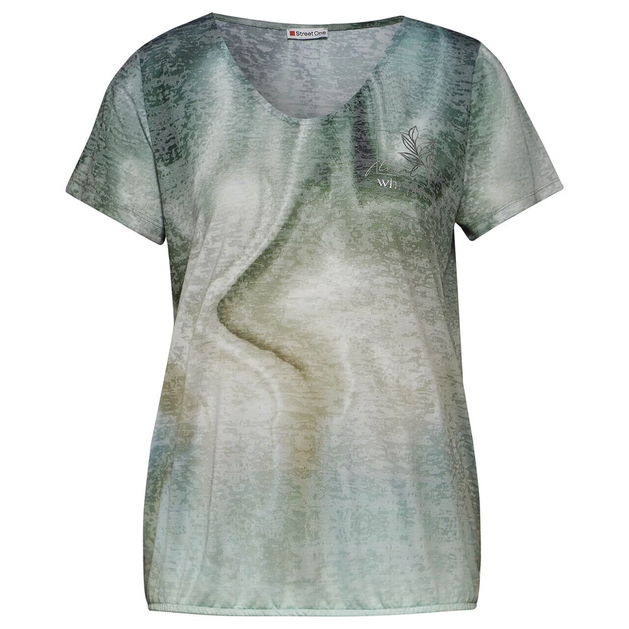 Street One Damen T-Shirt Shadings Burn Dessin Soft Moss Green 3 Street One Damen T-Shirt Shadings Burn Dessin Soft Moss Green