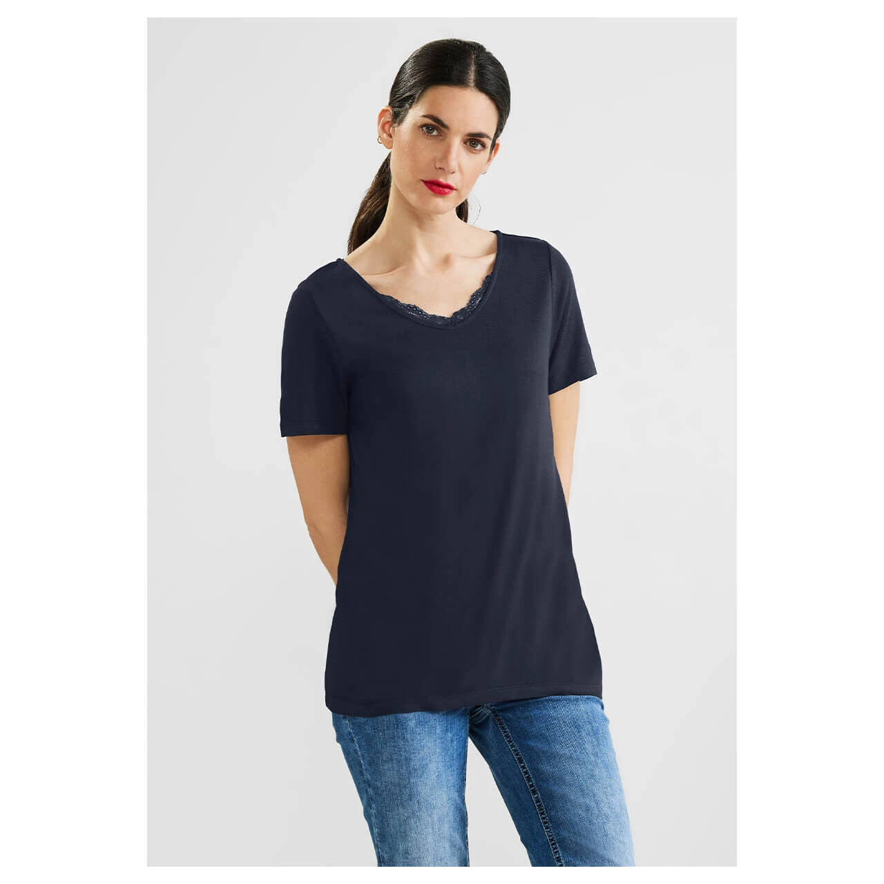 Street One V-Neck T-Shirt Deep Blue 4 Street One V-Neck T-Shirt Deep Blue – Bild 2