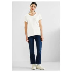 Street One V-Neck T-Shirt Off White 10 Street One V-Neck T-Shirt Off White -Wellensteyn Shop street one shirt v neck with lace weiss 10108 ansicht model