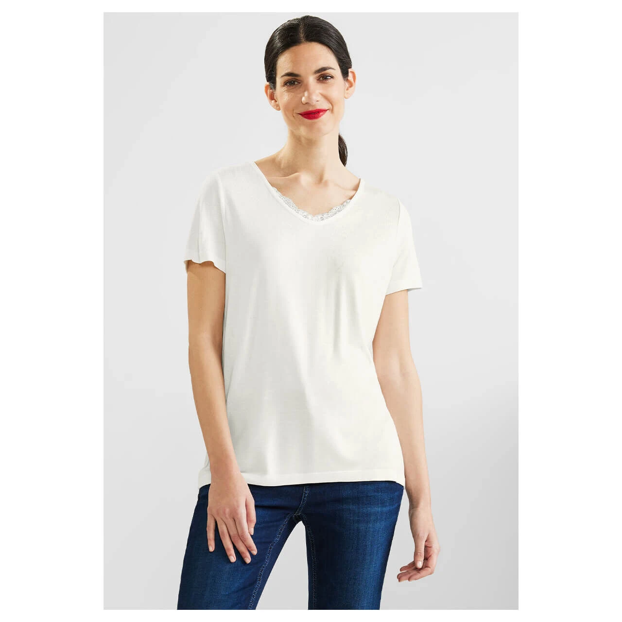 Street One V-Neck T-Shirt Off White 4 Street One V-Neck T-Shirt Off White – Bild 2