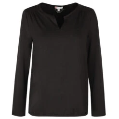 Street One Split Neck Langarm Shirt Black