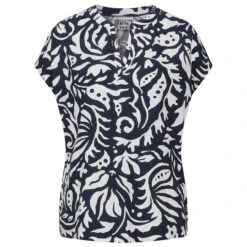 Street One Damen Kurzarm Bluse Splitneck Deep Blue