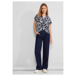 Street One Damen Kurzarm Bluse Splitneck Deep Blue -Wellensteyn Shop street one shirtblouse with splitneck bluse blau 21238 model