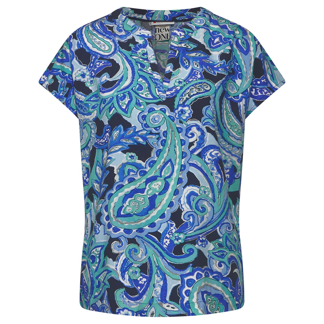 Street One Damen Kurzarm Bluse Splitneck Intense Aqua 3 Street One Damen Kurzarm Bluse Splitneck Intense Aqua