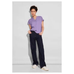 Street One Damen Kurzarm Bluse Splitneck Smell Of Lavender -Wellensteyn Shop street one shirtblouse with splitneck bluse violett 15384 model