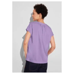 Street One Damen Kurzarm Bluse Splitneck Smell Of Lavender -Wellensteyn Shop street one shirtblouse with splitneck bluse violett 15384 model hinten