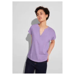 Street One Damen Kurzarm Bluse Splitneck Smell Of Lavender -Wellensteyn Shop street one shirtblouse with splitneck bluse violett 15384 model vorne