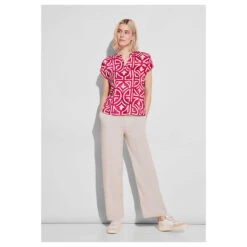 Street One Damen Kurzarm Bluse Splitneck Magnolia Pink 10 Street One Damen Kurzarm Bluse Splitneck Magnolia Pink -Wellensteyn Shop street one shirtblouse with splitneck rosa 35755 model