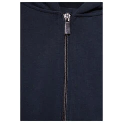 Street One Damen 3/4 Arm Hoodie Shirtjacke Silk Look Deep Blue -Wellensteyn Shop street one silk look hoody jacket sweatjacke blau 11238 detail