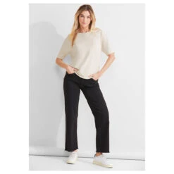 Street One Damen T-Shirt Silk Look Lucid White -Wellensteyn Shop street one silk look shirt beige 14451 model