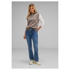 Street One Damen Pullunder Whisper Mocca Melange -Wellensteyn Shop street one sleeveless sweater troyer pollunder beige 15173 model vorne