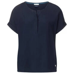 Street One Damen Kurzarm Bluse Deep Blue With Flap