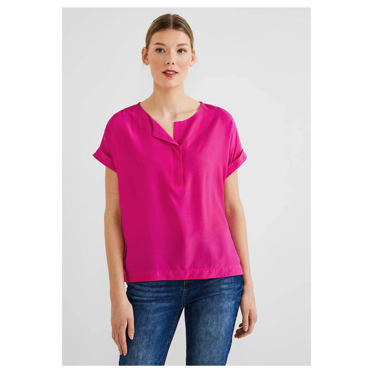 Street One Damen Kurzarm Bluse Nu Pink With Flap 4 Street One Damen Kurzarm Bluse Nu Pink With Flap – Bild 2