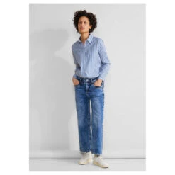 Street One Damen Langarm Bluse Striped Business Light Blue -Wellensteyn Shop street one striped business blouse hemdbluse blau 30000 model