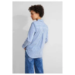 Street One Damen Langarm Bluse Striped Business Light Blue -Wellensteyn Shop street one striped business blouse hemdbluse blau 30000 model hinten
