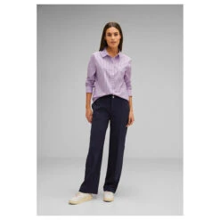 Street One Damen Langarm Bluse Striped Office Soft Pure Lilac 10 Street One Damen Langarm Bluse Striped Office Soft Pure Lilac -Wellensteyn Shop street one striped office blouse bluse rosa 35289 model vorne