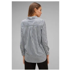Street One Damen Langarm Bluse Striped Office Deep Blue 10 Street One Damen Langarm Bluse Striped Office Deep Blue -Wellensteyn Shop street one striped office blouse hemdbluse weiss 21238 model hinten